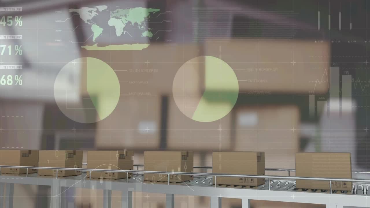 컨베이어 벨트에 있는 여러 배달 상자에 대한 통계 데이터 처리