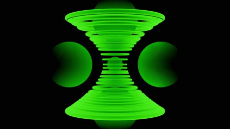 Abstract 3D Green Geometric Shapes on Black Background
