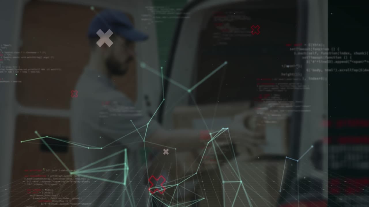 animación de la red de conexiones a través de un hombre caucásico