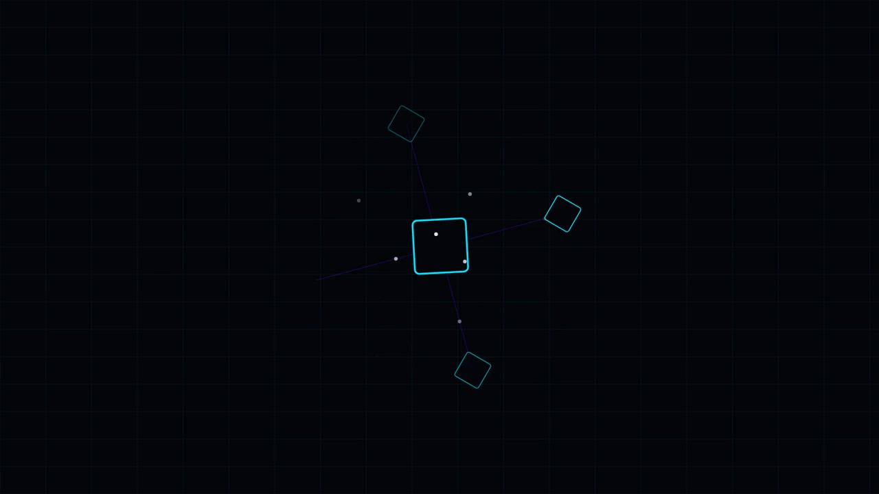 Motion graphic astratta di quadrati connessi rotanti