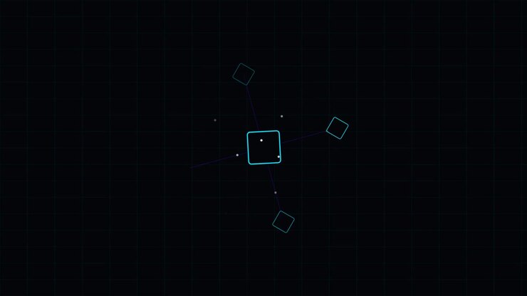 Abstract Motion Graphic of Rotating Connected Squares
