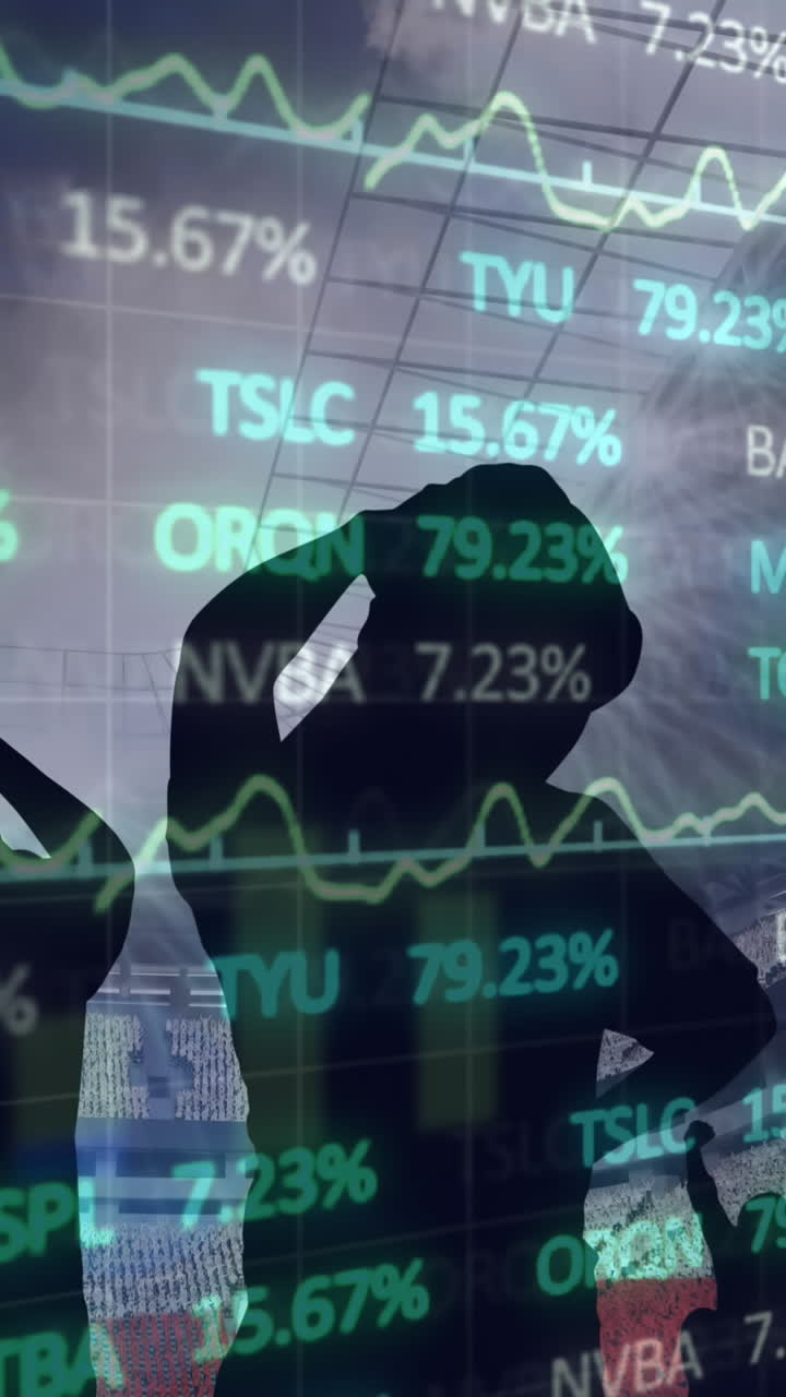 Animation of data processing over fans at sports stadium