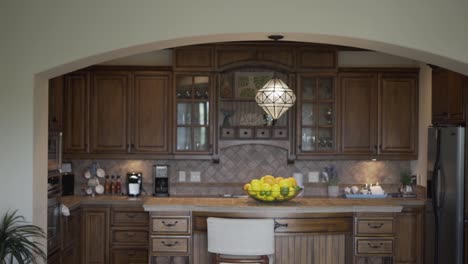 kitchen with rustic wooden furniture