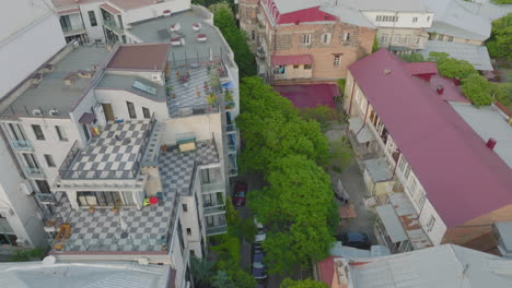 drone shot of housing of the country of georgia, dtla, usa