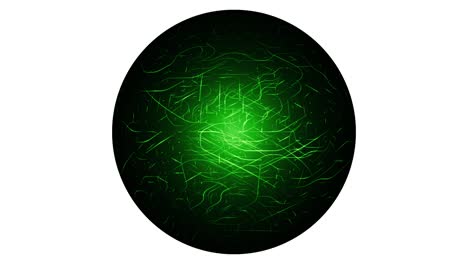partículas brillantes de alta energía que fluyen dentro de una esfera aislada sobre un fondo transparente