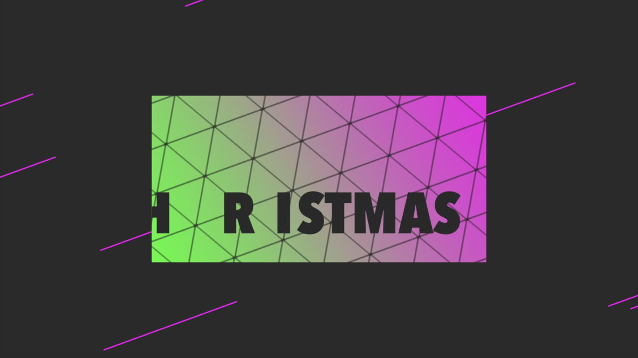 feliz navidad con triángulos y patrón de líneas en degradado negro