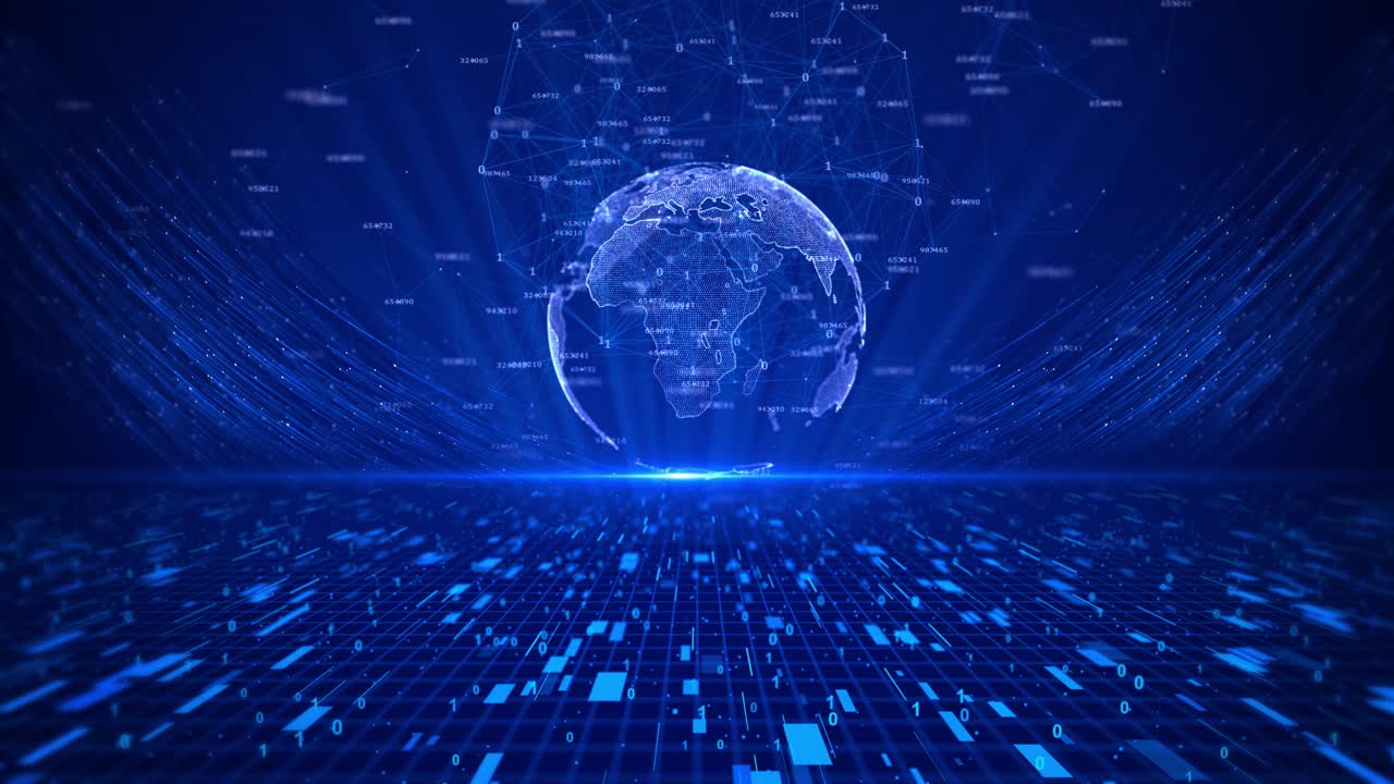 Cyber futuristic worldwide business global 3d world trade map of 5g smart deep tech space ai big