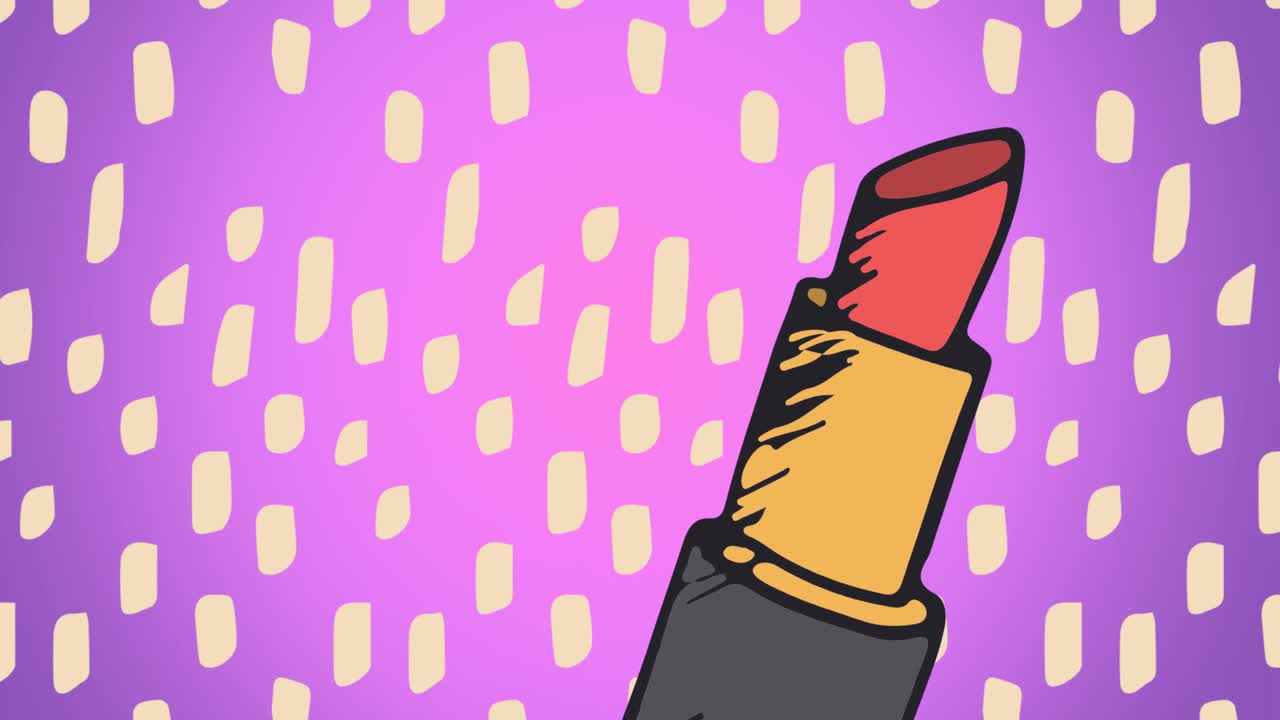 animación de lápiz labial sobre fondo rosado