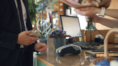 buying flowers and making a payment