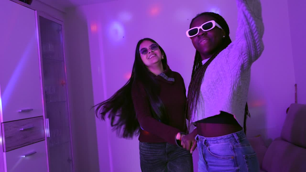 Two Friends Dancing at a Rave