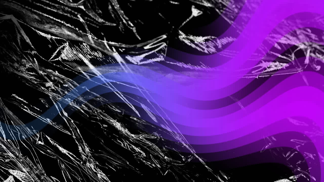 Vibrant purple and blue wave patterns creating abstract black and white textures