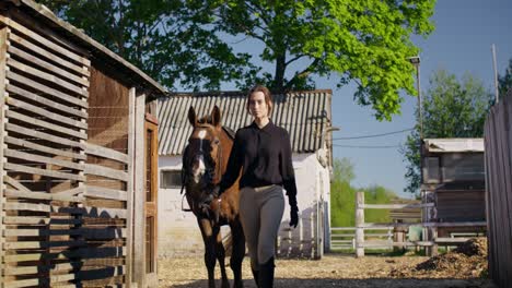 woman and horse at the stable