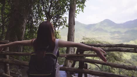 woman hiking in the mountains