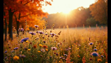 autumn meadow sunset