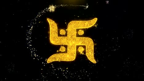 diwali element 4 sky firework  written gold particles exploding fireworks display