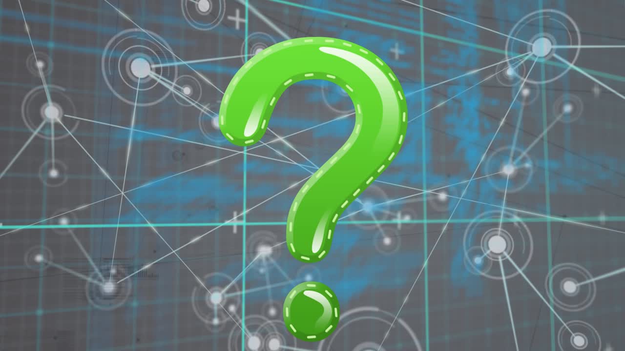 The animation shows a green question mark symbol against a black background