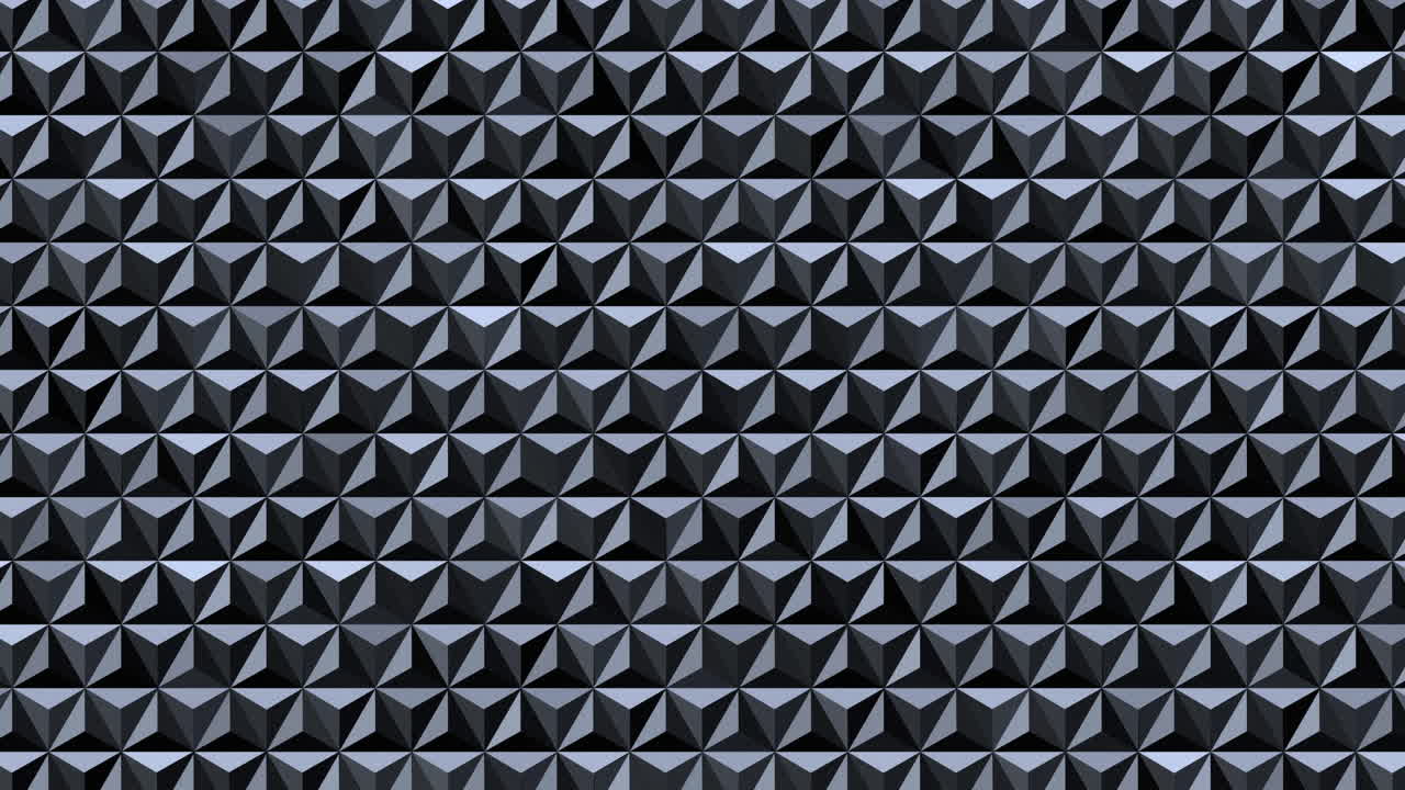 Studded, pointed background with pyramidal pattern. Geometric pattern of triangles. Texture animation with noise. Looped.