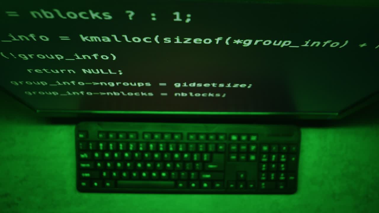 computerscherm en toetsenbord met groen licht