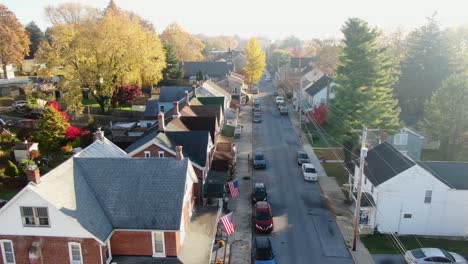 Aerial-of-quiet-residential-street-in-USA