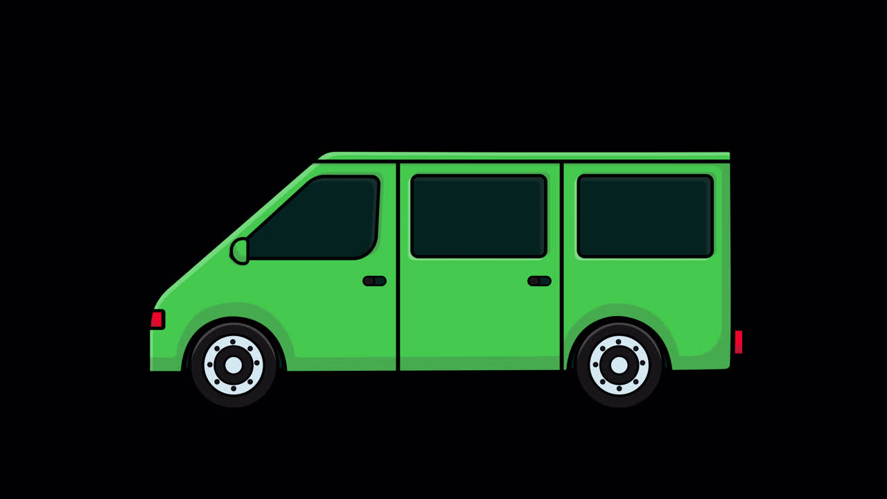 Animated Green Van with Sliding Rear Window