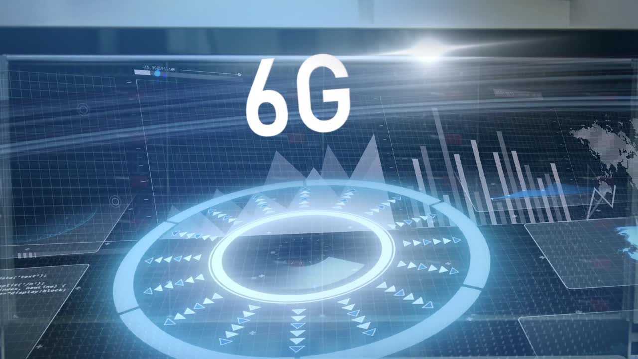 6g 텍스트의 애니메이션과 컴퓨터 서버 을 통해 차트 및 그래프에 대한 스캐너 처리 데이터