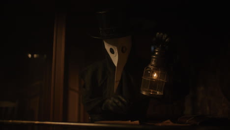 plague doctor with lantern