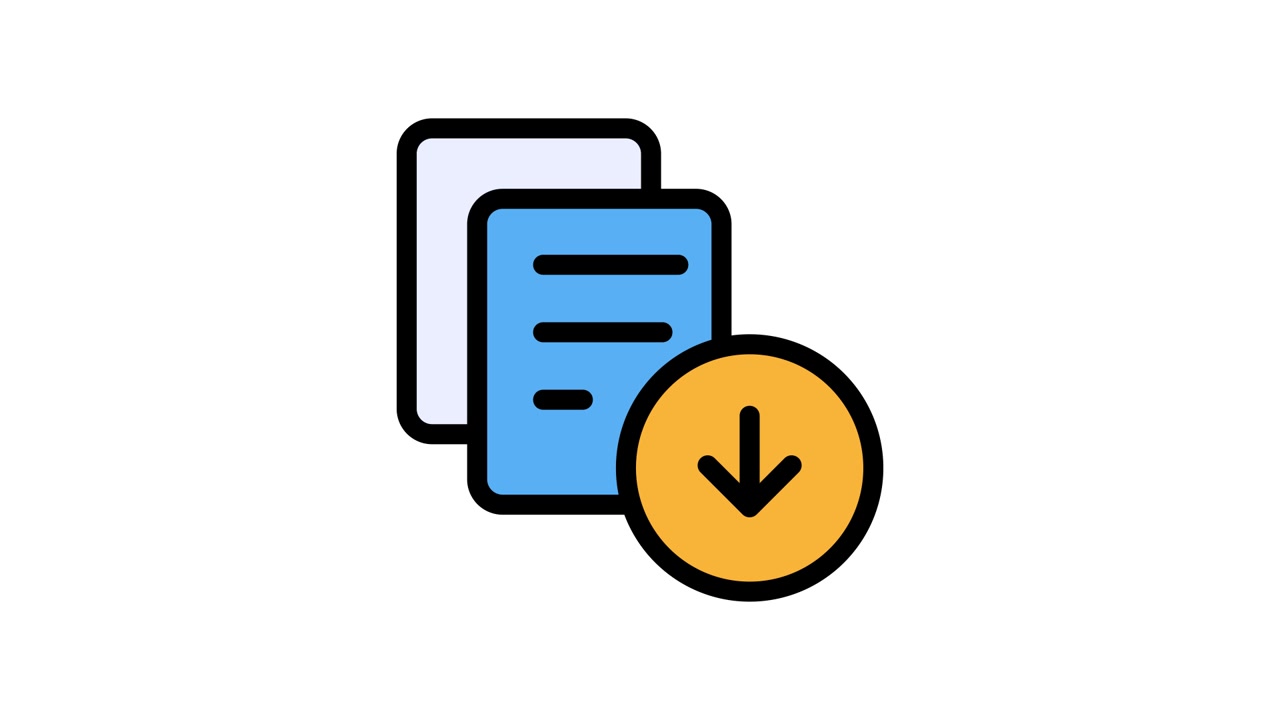 Animated Icon of Documents with Download Arrow