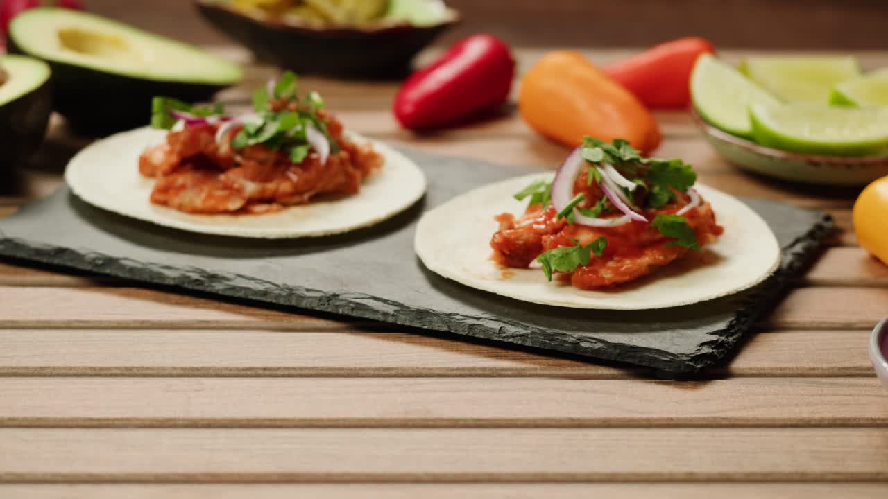 Two Delicious Tacos with Ingredients