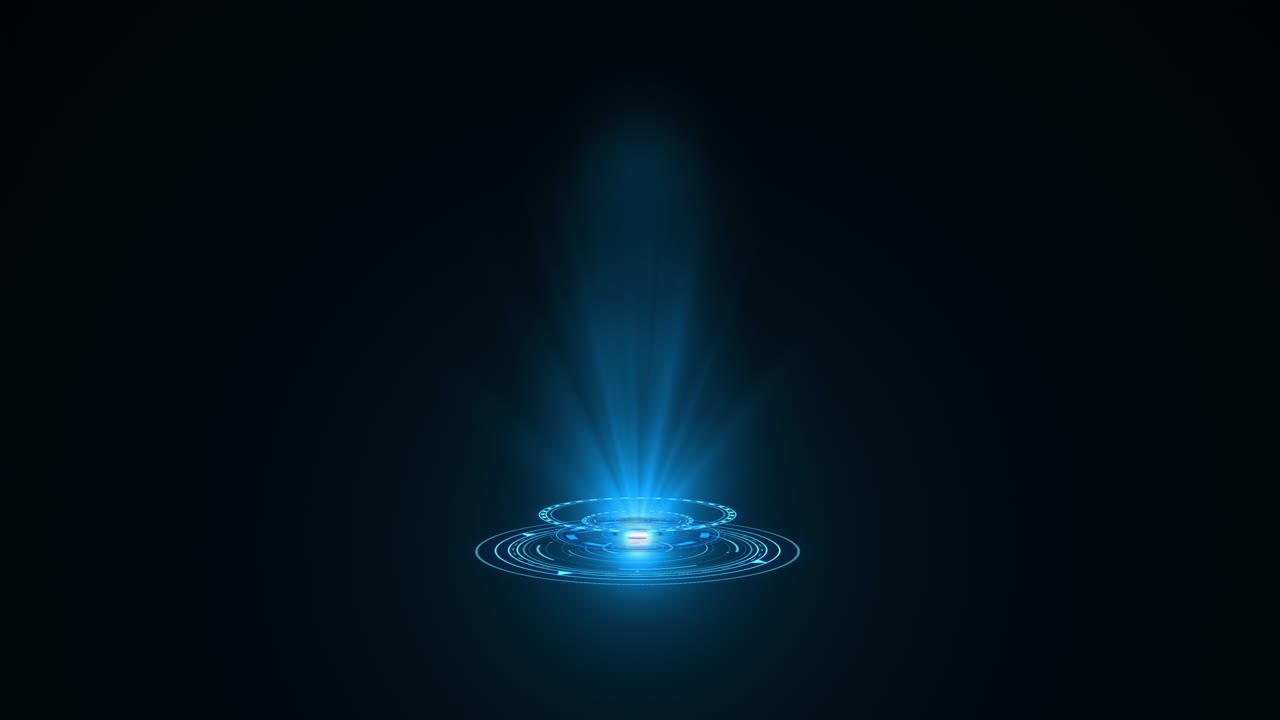 Mavi hologram HUD daire arayüzleri. Dijital veri ağı koruması, gelecek teknoloji ağı konsepti. Her türlü yüksek teknoloji, bilim, teknoloji veya fütüristik konsept için mükemmeldir.