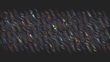 hermosas formas de vidrio con hermosas luces brillantes, bucle sin costuras. movimiento. fragmentos de vidrio brillantes de colores con reflejo de luz brillante