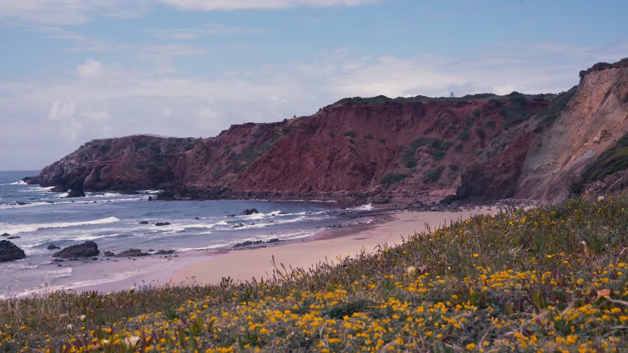 Vistas Of Praia do Amado Within The Costa Vicentina Natural Park In Portugal. Wide Shot
