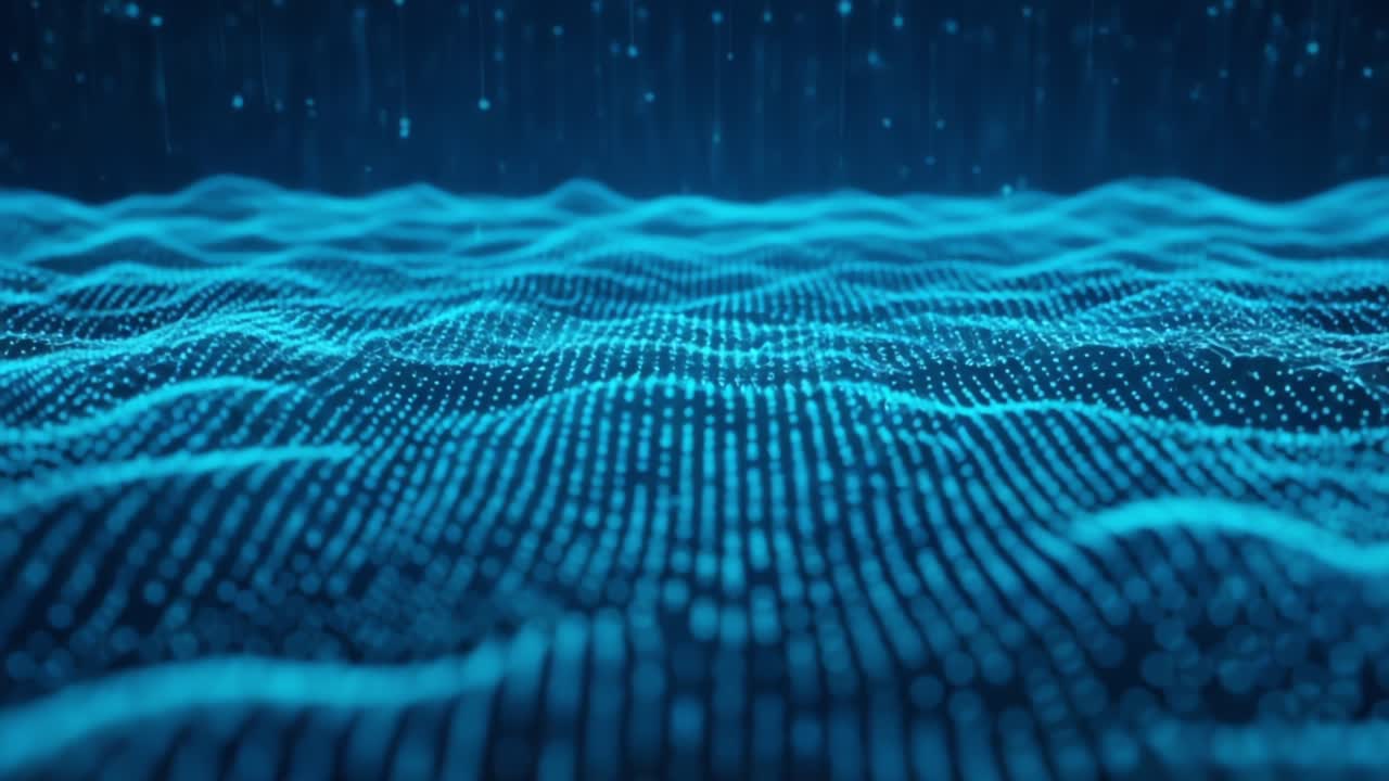 A Stunning Visualization of Blue Data Points Representing Waves and Depth in a Digital Ocean, Highlighting the Beauty of Technology and Innovation