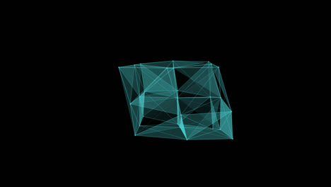 Plexus Box, Blue Abstract 3D Technology Background. Moving Dots And Lines. Network Connection Information Structure