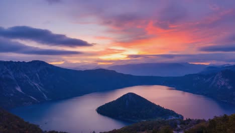 scenic lake and mountain landscape at sunset