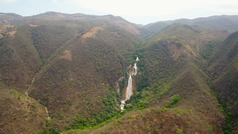 aerial shot of el chiflon waterfall in chiapas, mexico