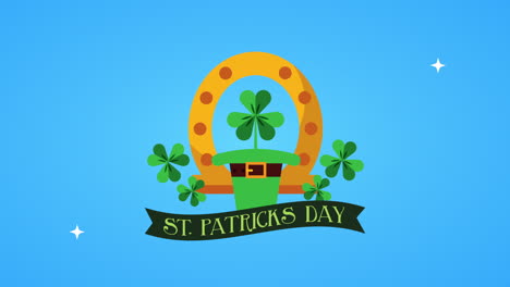 st patricks day animated card with elf hat and clovers