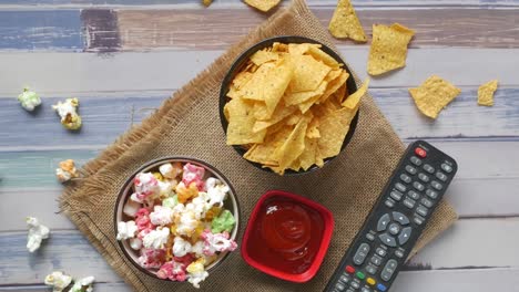 movie night snacks and remote