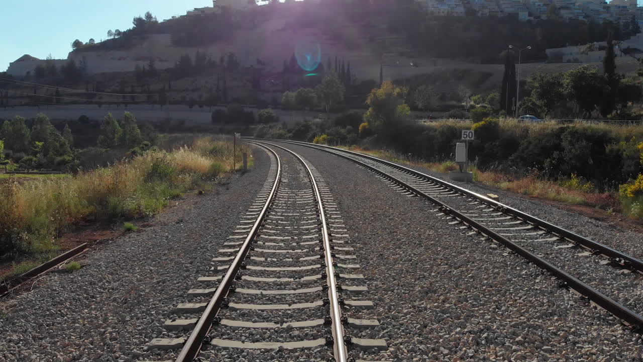 Flying over train rails