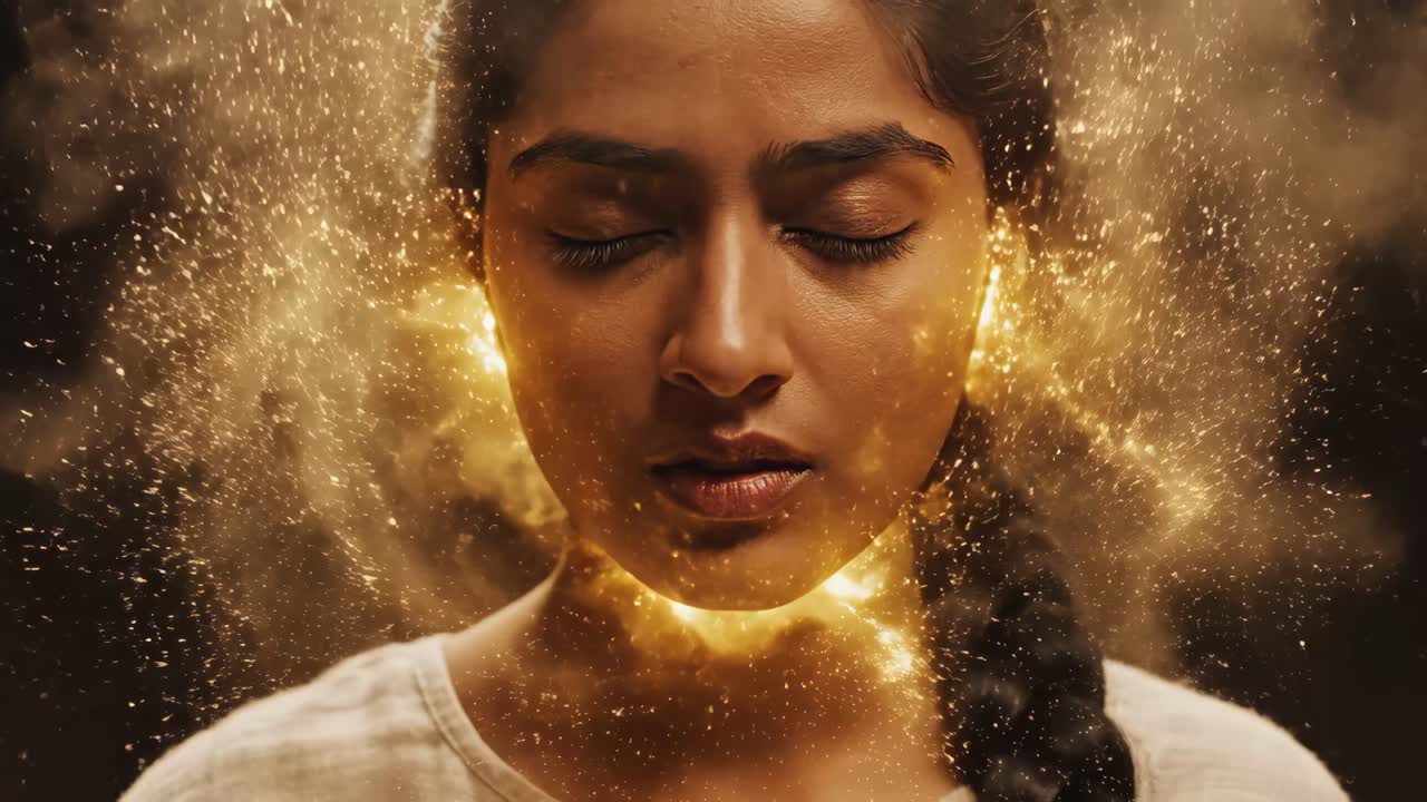 Woman in Meditation with Spiritual Energy