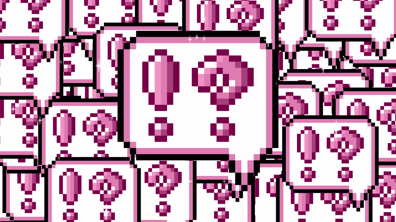 Pixel art pop up speech bubble icon interrobang mark Transitions. 1080p - 30 fps - Alpha Channel (1).mov