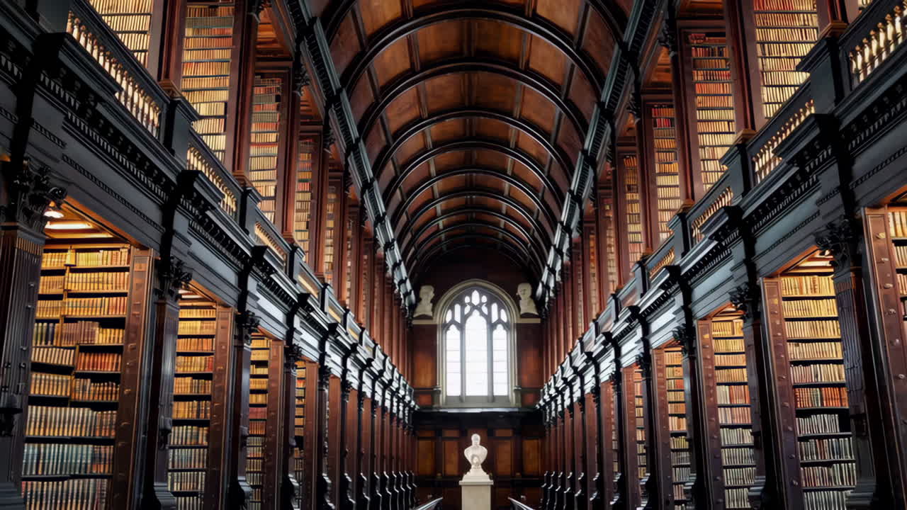 Classical Marble Bust in a Historic Library