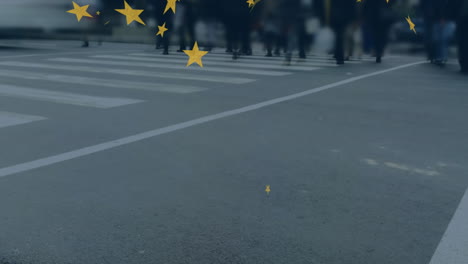 animating stars over city crosswalk with blurred background at night