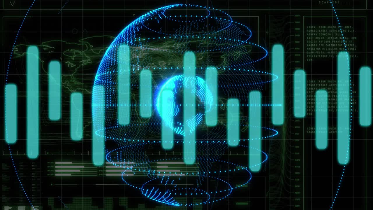 Animation of data processing over globe