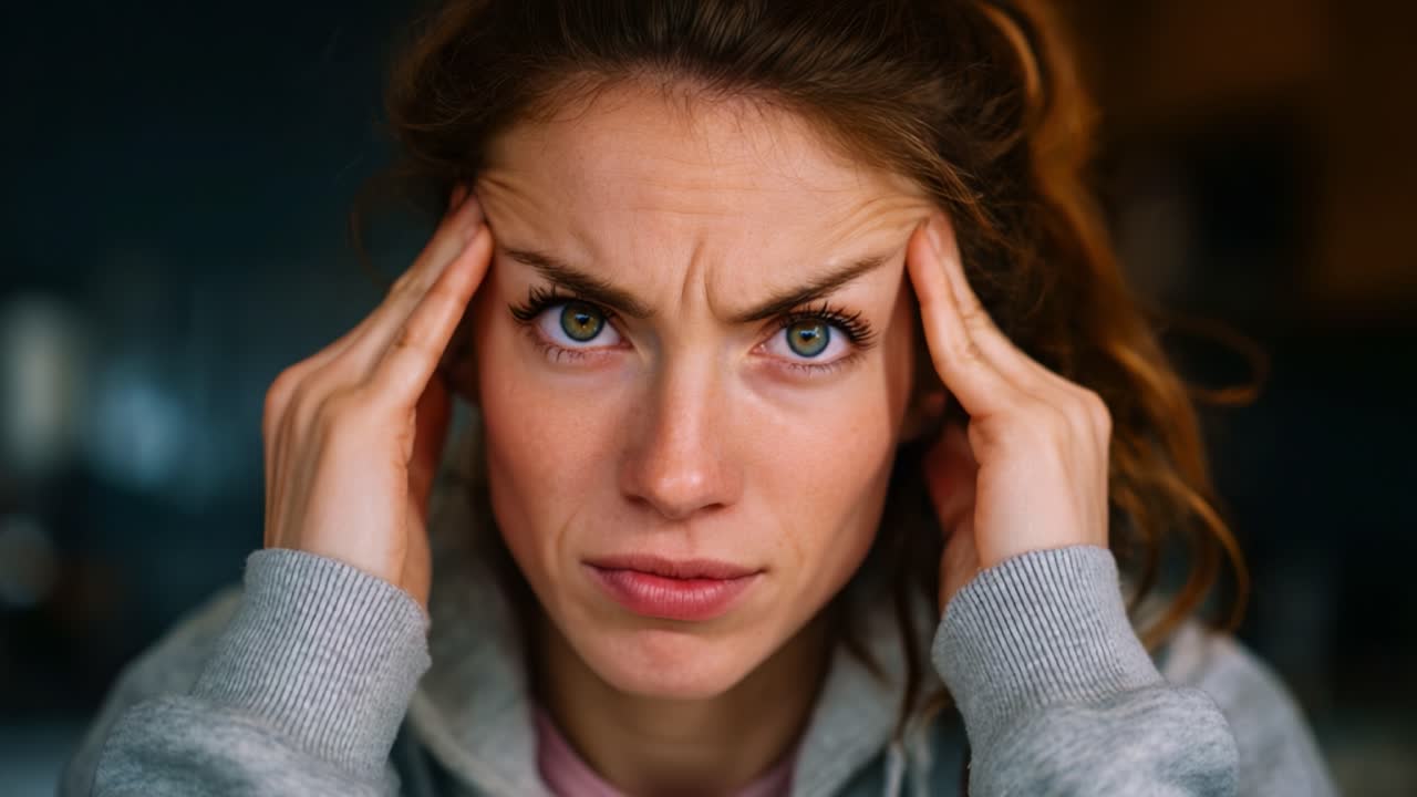 Expressing Frustration: A Person Displays Stress and Anxiety While Struggling with Emotional Turmoil in a Close-Up Shot