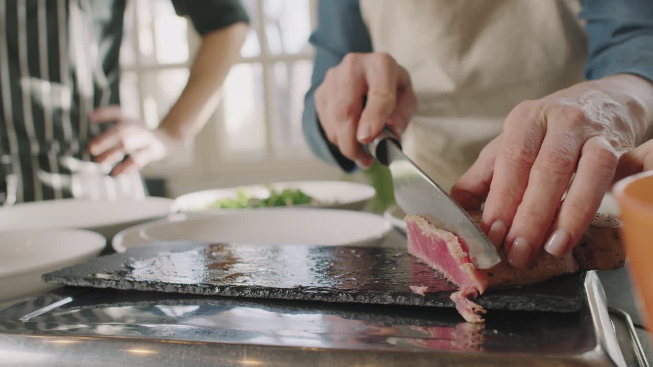 Preparing Tuna in the Kitchen