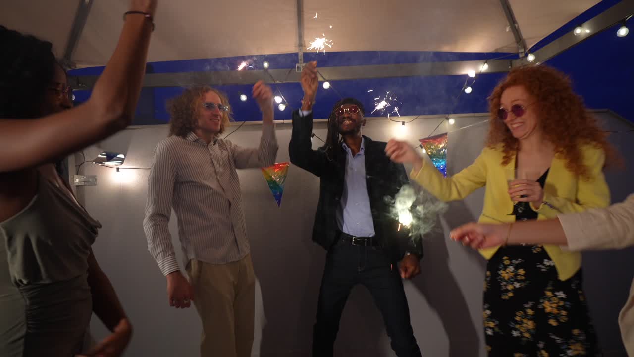 People celebrating with sparklers