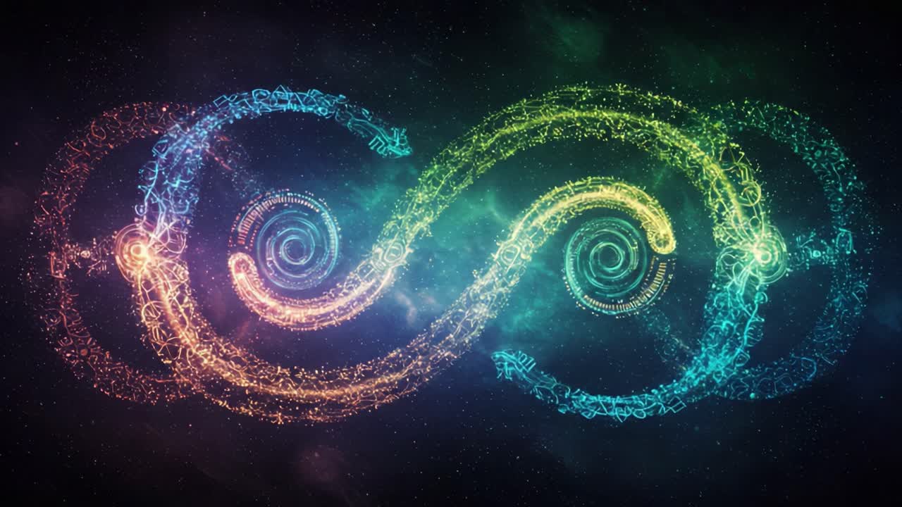 A Captivating Dance of Light: Exploring Infinity Through Vibrant Patterns and Cosmic Energy in a Mesmerizing Visual Display