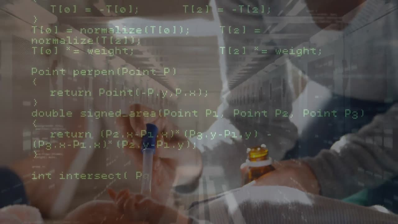 animación del procesamiento de datos sobre la madre caucásica dando medicina al niño.