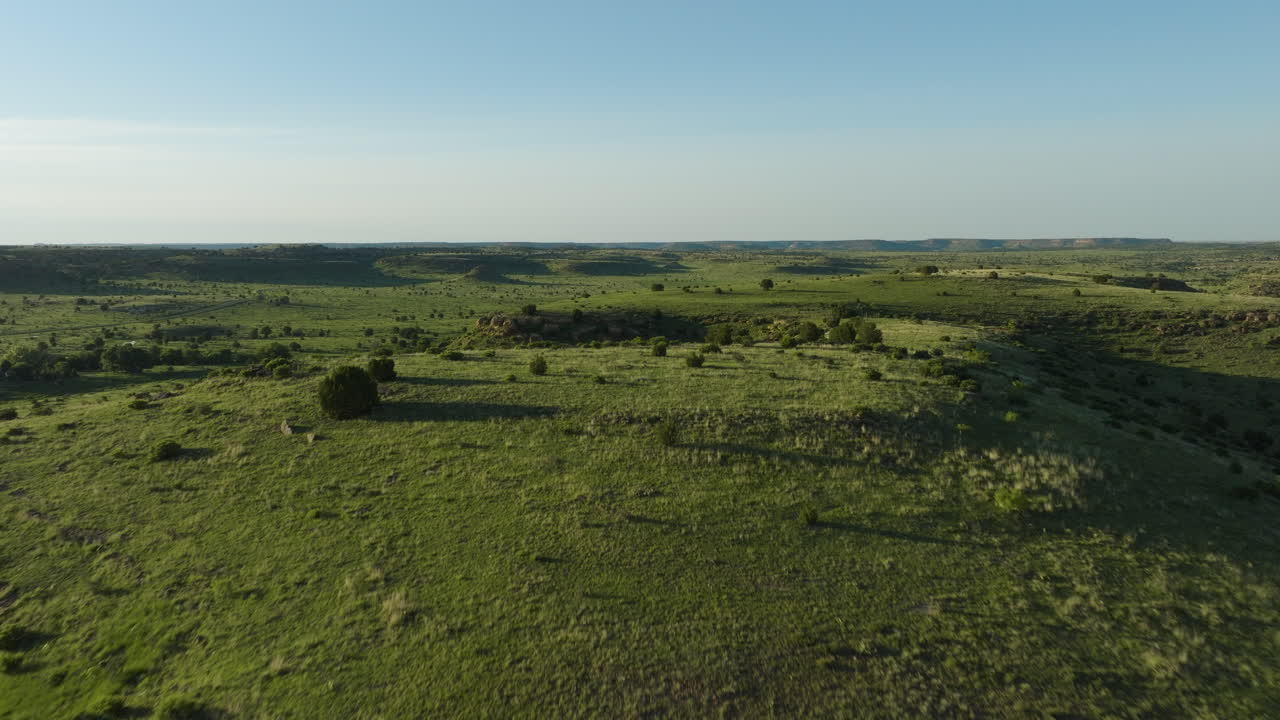 Aerial View of a Vast Green Plains Landscape