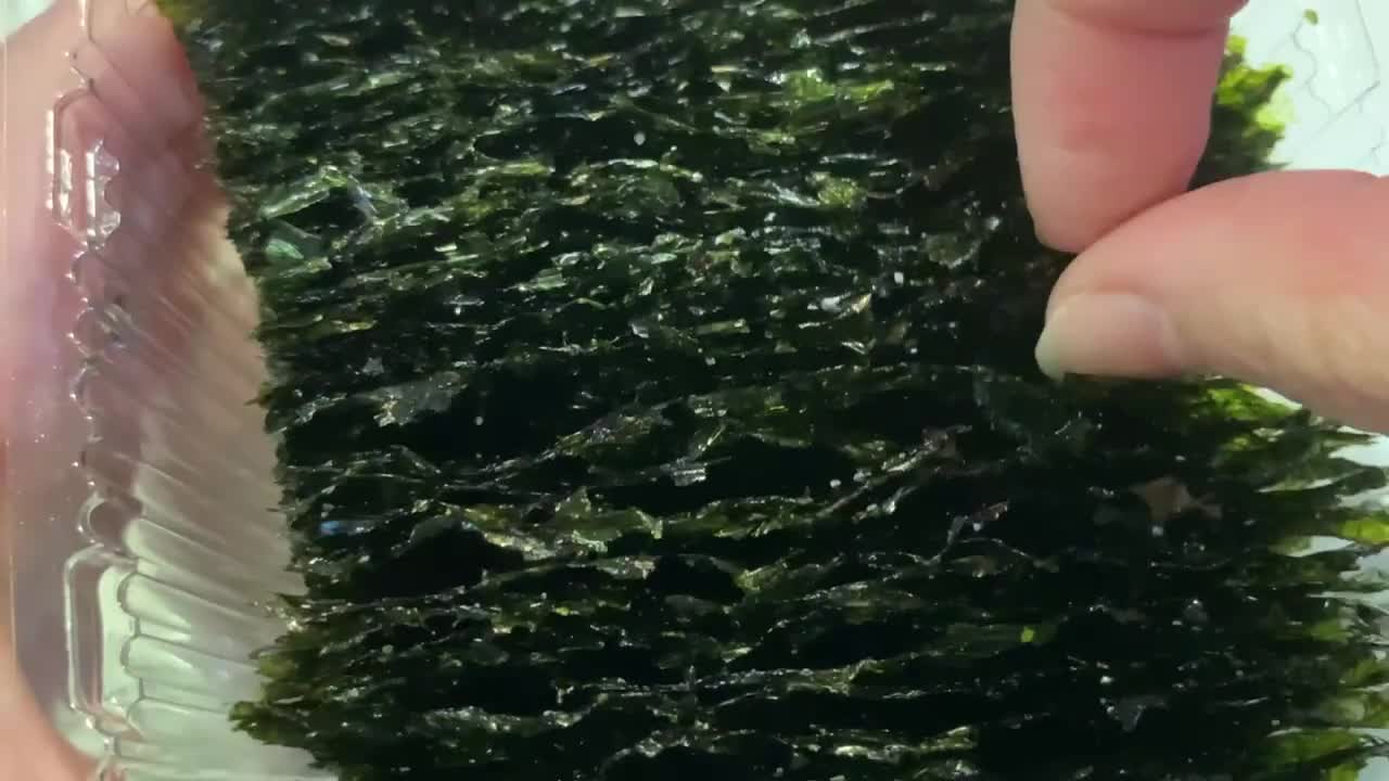 구운 해조류 시트; 소금,  ⁇ 질, 건강한 간식